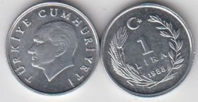 Турция 1 лира 1988 год UNC