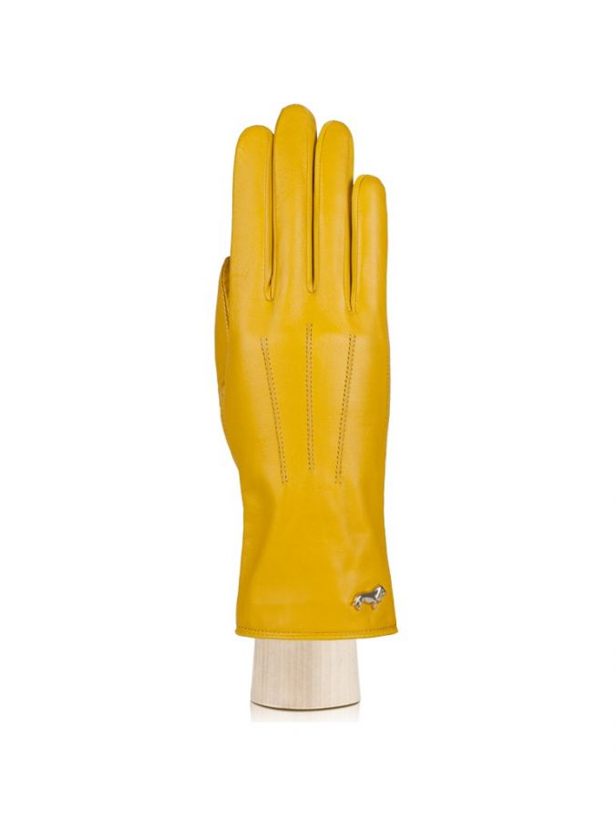 Желтые кожаные перчатки LABBRA GR01-00008134