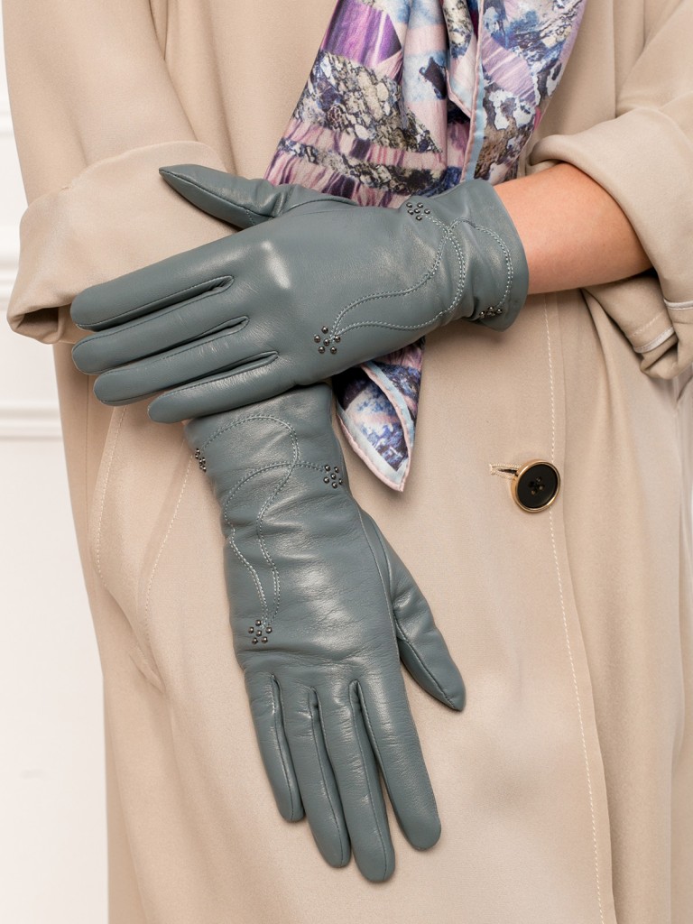 Кожаные перчатки с декоративной строчкой ELEGANZZA.