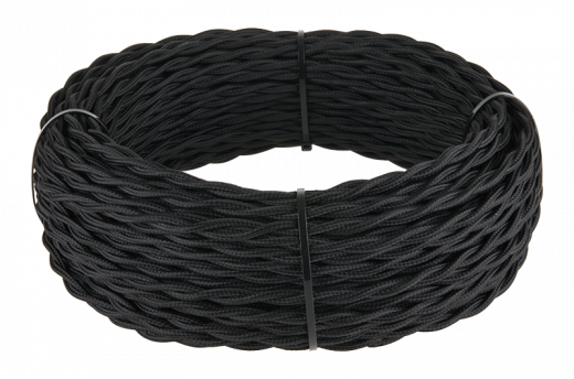 Ретро кабель витой 2х1,5 (черный)