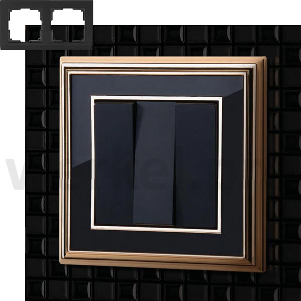 Рамка на 2 пост WL17-Frame-02 золото / черный