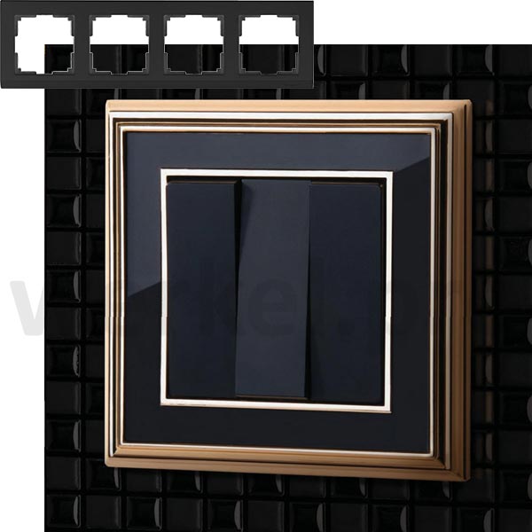 Рамка на 4 пост WL17-Frame-04 золото / черный