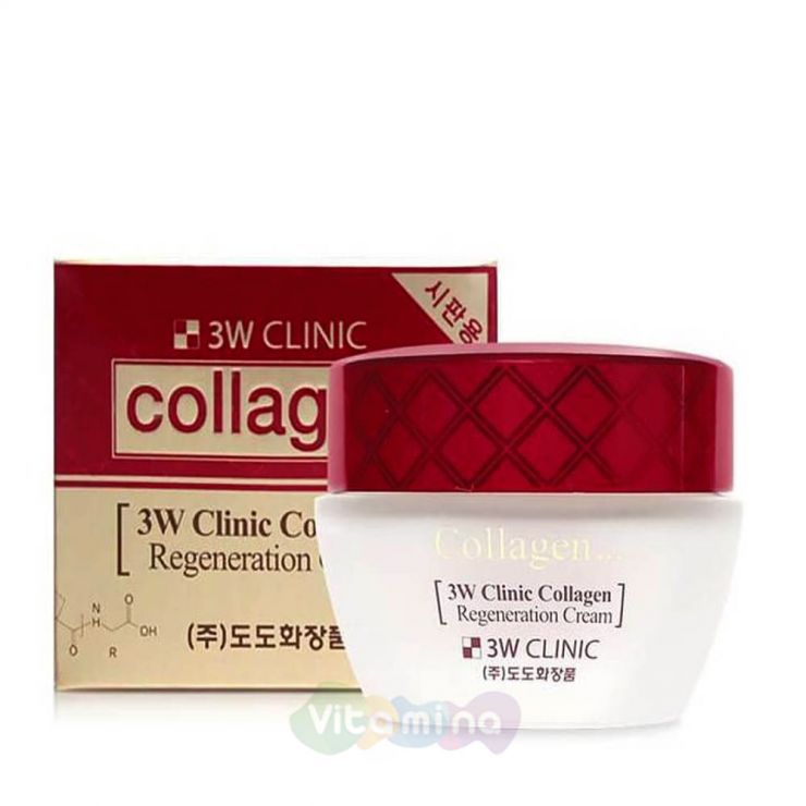3W CLINIC Восстанавливающий крем для лица с коллагеном Collagen Regeneration Cream,60 мл