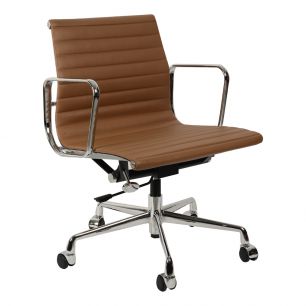 Кресло Eames Style Ribbed Office Chair EA 117 коричневая кожа