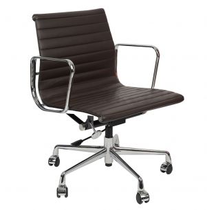 Кресло Eames Style Ribbed Office Chair EA 117 кофейная кожа