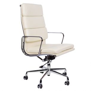 Кресло Eames Style HB Soft Pad Executive Chair EA 219 кремовая кожа