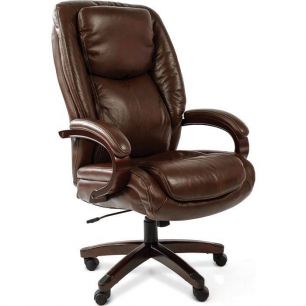 Кресло CHAIRMAN 408 BROWN для руководителя, кожа, цвет коричневый