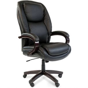 Кресло CHAIRMAN 408 BLACK для руководителя, кожа, цвет черный