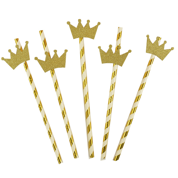 Трубочки золотые с коронами