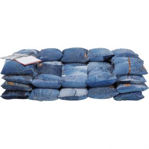 Диван Jeans Cushions, коллекция "Джинсовые подушки" 210*70*130, Деним, Полиэстер, Сталь, Синий