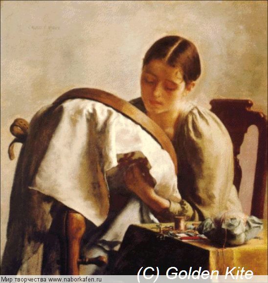 2563 Young Girl Embroidering