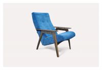 Кресло Каллисто (синее, вельвет) модерн середины 20 века (Sputnikfurniture)