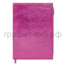 Книжка зап.Феникс+ А5 ШЕВРО карман на молнии розовый металлик кл+лин+точка 192с.47644