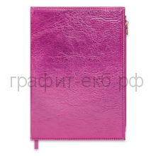 Книжка зап.Феникс+ А5 ШЕВРО карман на молнии розовый металлик кл+лин+точка 192с.47644