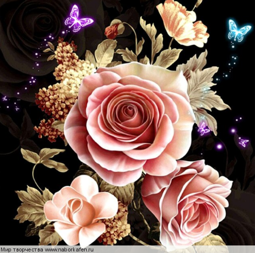 Алмазная вышивка "Розовые Розы 5D"