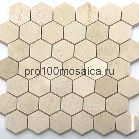 Мозаика Pietrine Hexagonal - Crema Marfil матовая 29,5x30,5х0,6 см (чип 18х30х6 мм)