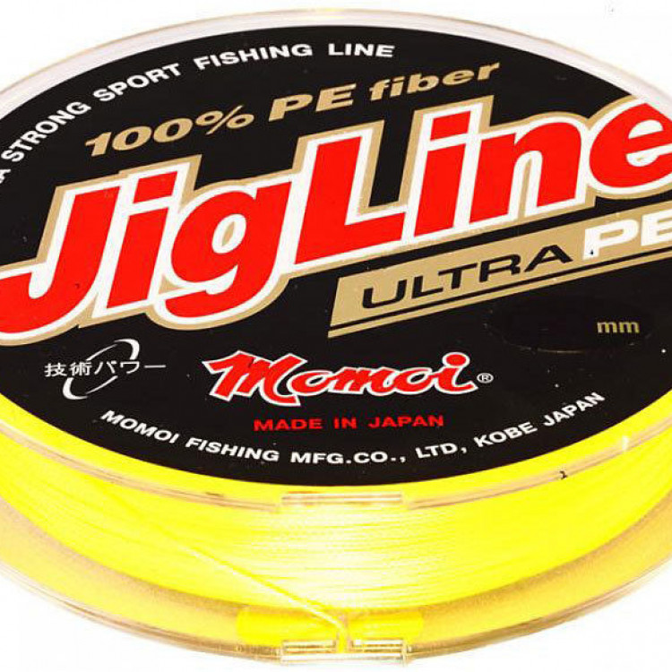 Плетеная леска для спиннинга Momoi JigLine Ultra PE 100 м 0,10 мм 7 кг жёлтая