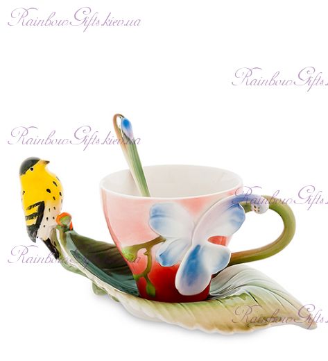 Чайная пара с ложечкой Иволга и орхидея ''Pavone''