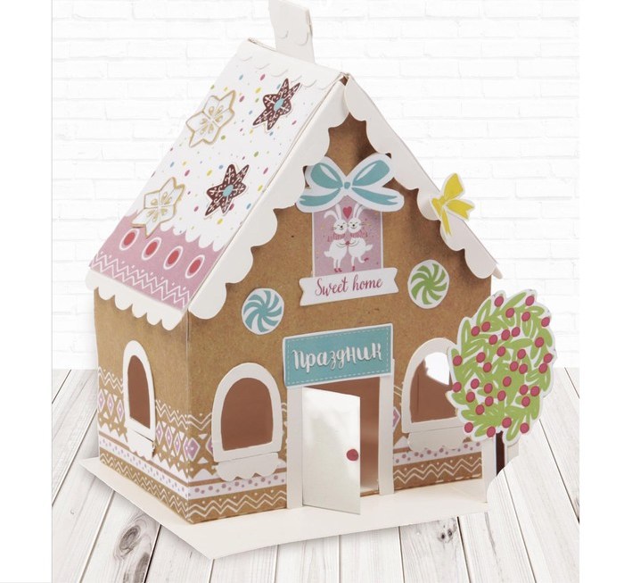 Пряничный домик: поделка из картона для детей