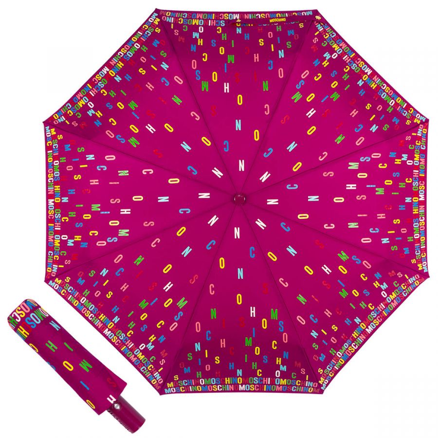 Зонт складной Moschino 8017-OCX Letters Bordeaux