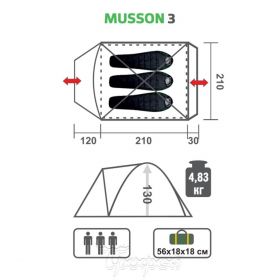Палатка Helios MUSSON-3 GO (HS-2366-3 GO)
