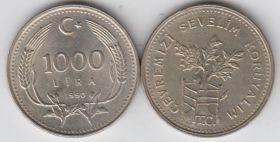 Турция 1000 лир 1990 UNC