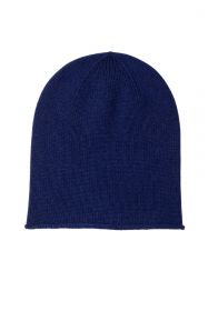Кашемировая мягкая классическая тонкая шапка-бини "Джерси", цвет туарег синий Jersey Hat TUAREG ROLL TRIM