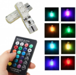 Комплект LED RGB ламп в габариты с пультом LightSpace T10 W5W SMD5050 16 цветов