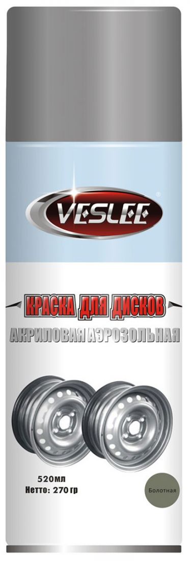 Veslee Аэрозольная краска для стальных дисков, название цвета "Болотный", объем 520мл.