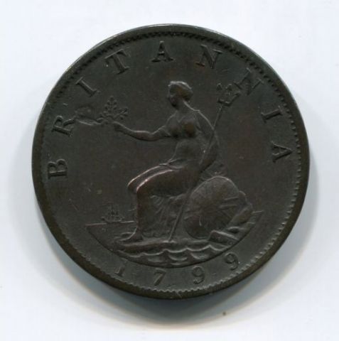 1/2 пенни 1799 года Великобритания XF+