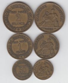 Франция Набор 3 монеты 1920-е