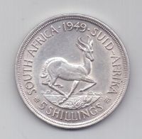 5 шиллингов 1949 года AUNC ЮАР Великобритания