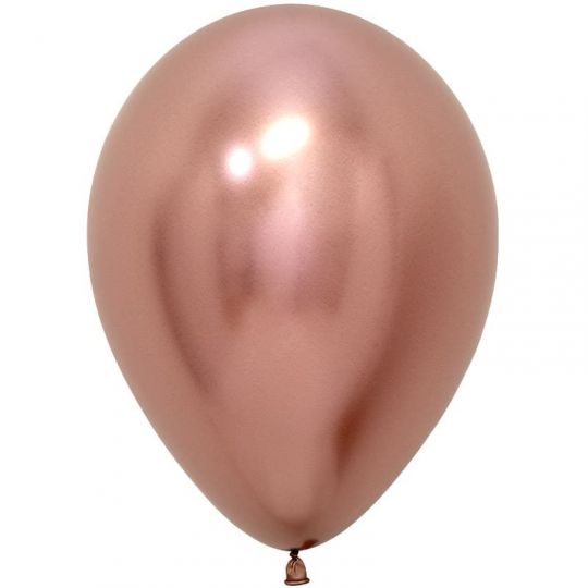 Хром Розовое золото шар латексный с гелием