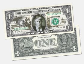 1 доллар США - Дональд Трамп (с надпечаткой)