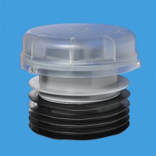 Вентиляционный клапан (аэратор) для канализации с подпружиненной мембраной, манжетой и прозрачной крышкой; выход универсальный на 110мм; пропускная способность 30 л/сек