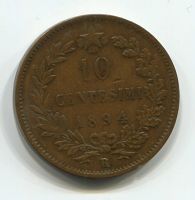 10 чентезимо 1894 года R Италия, редкий тип