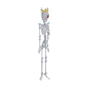 Серьга из золочёного серебра с корундом и фианитами Скелет 94170099 SOKOLOV