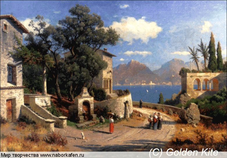 1288 An Italian Village by a Lake
