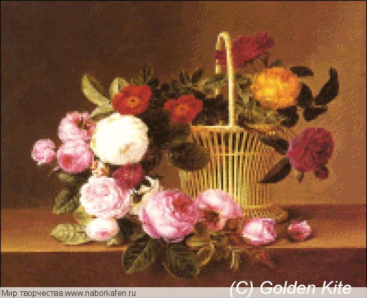 1370 A Basket of Roses on a Ledge (small)