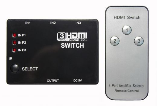 Переключатель портов HDMI SWITCH (на 3 порта) с пультом ДУ