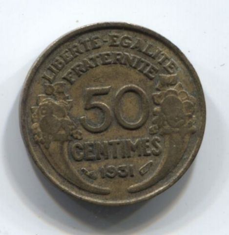 50 сантимов 1931 года Франция