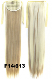 Искусственные термостойкие волосы - хвост прямые №F14/613 (55 см) -  80 гр.