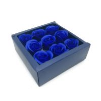 Мыльные розы в коробке 9 шт (цвет синий)