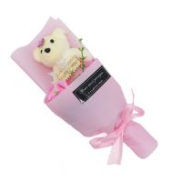 Мыльная роза с мишкой в упаковке (цвет розовый)_1
