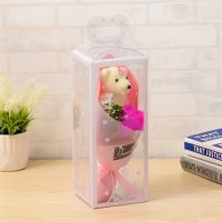 Мыльная роза с мишкой в упаковке (цвет фуксия)_2