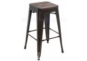 Барный стул Tolix Bar wood CColl T-2103B-26 bronze / brown walnut