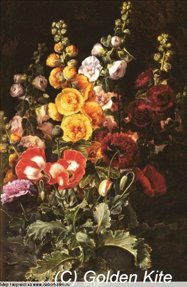 1622 Hollyhocks and Poppies
