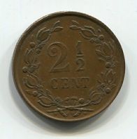 2,5 цента 1881 года Нидерланды XF+
