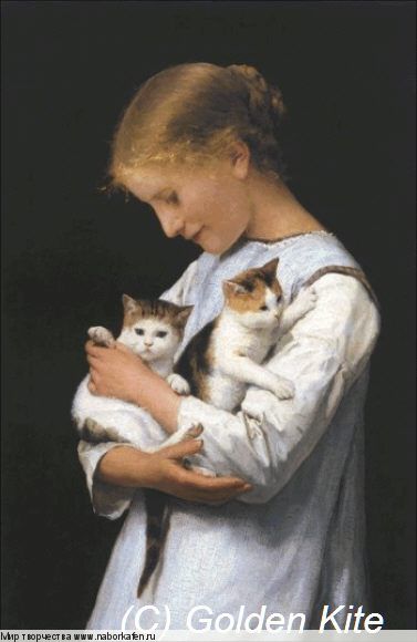 2033 Girl Holding Two Cats