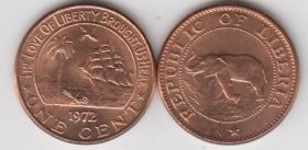 Либерия 1 цент 1972 XF-UNC